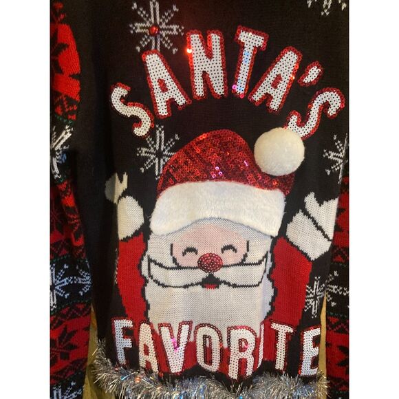 Women's "Ugly" Christmas Sweater Sparkle Santa's Favorite No Boundaries size L - Picture 4 of 4
